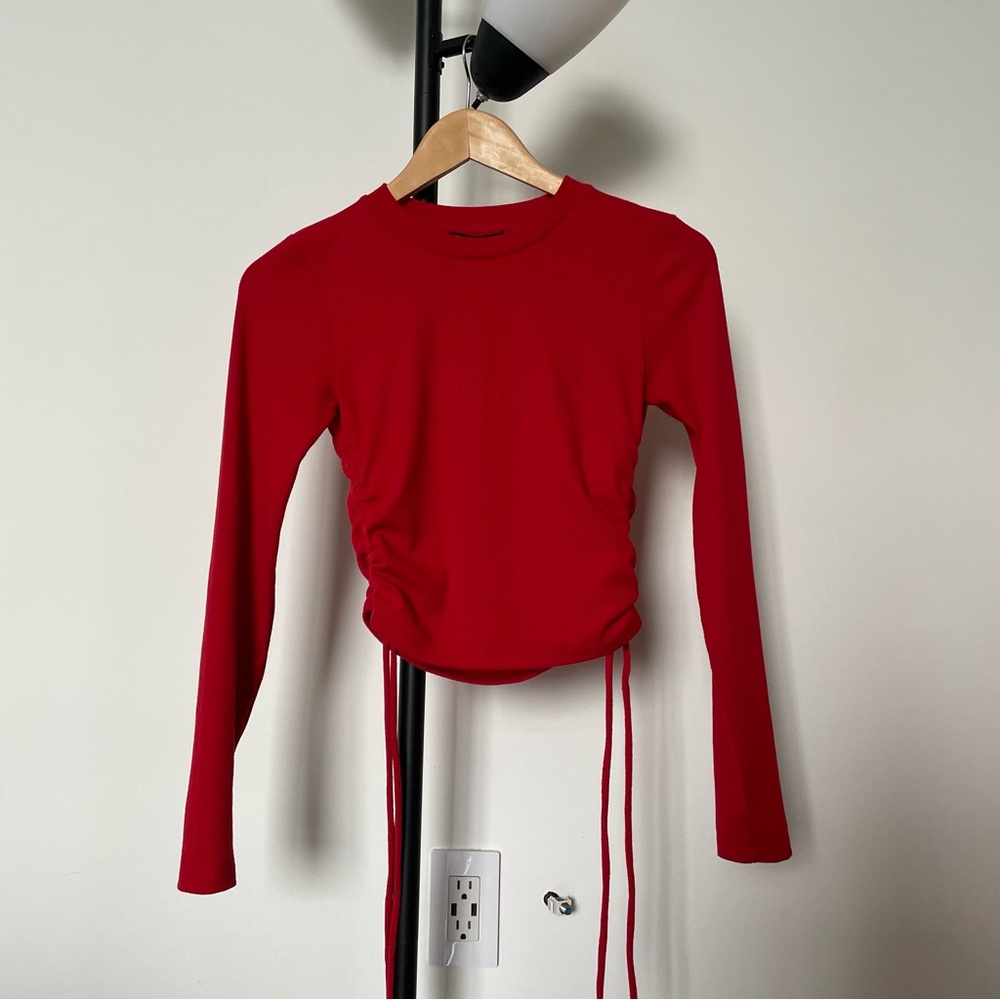 Zara Red Ribbed Top - Picture 2 of 5